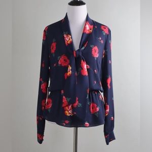 Aritzia Babaton Floral Tie Blouse